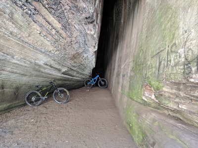 View inside the big cave on the trail. This cave goes back a little ways and is very cool to check out!