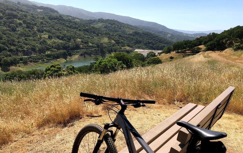 Bench overlooking Guadalupe reservoir at the end of Mine Hill and Randol trails.