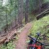 This is around mile marker 7.5 and facing south (bike pointing north). It gives you a good impression of the narrowness of the singletrack but not the exposure or steepness of the trail.