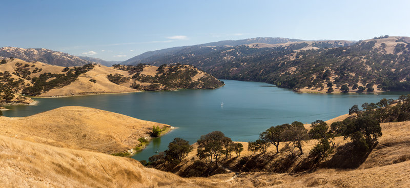 Sailing on Lake Del Valle, seen from East Shore Trail.