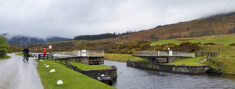 Moy swing-bridge, low clouds