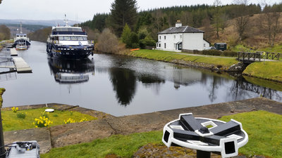 Ship approaching Cullochy Lock