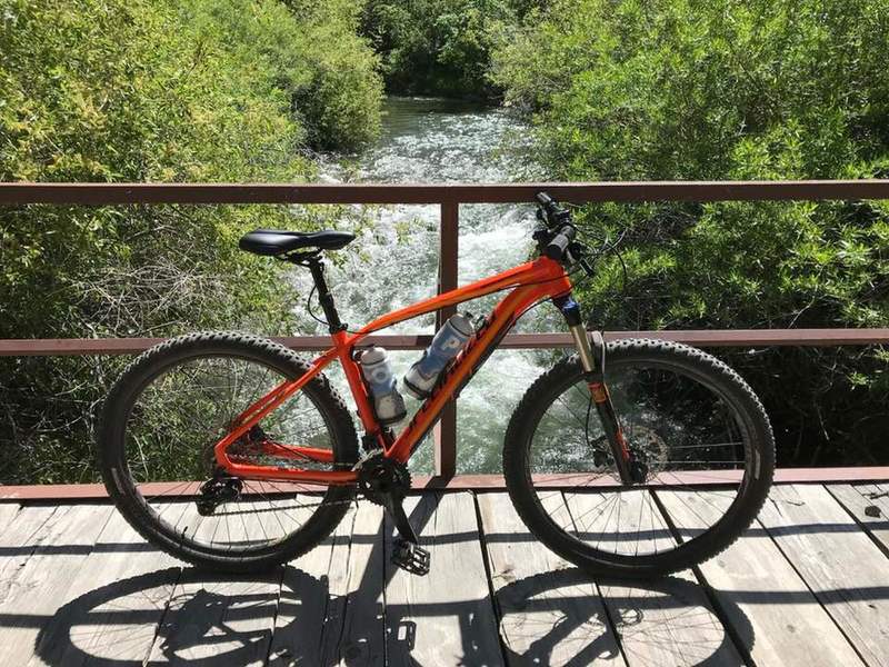 A bridge crossing the river near one of the campsite off the trail.