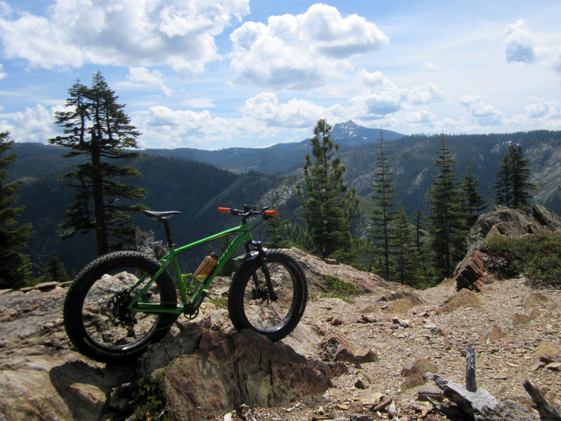 Amazing rest spot 20 feet off the trail just after all the hard climbing and eroded cobblestone descents. This is somewhere close to the top of the second ascent. Lots of fun on a fat bike with suspension. (Suspension is a must!)