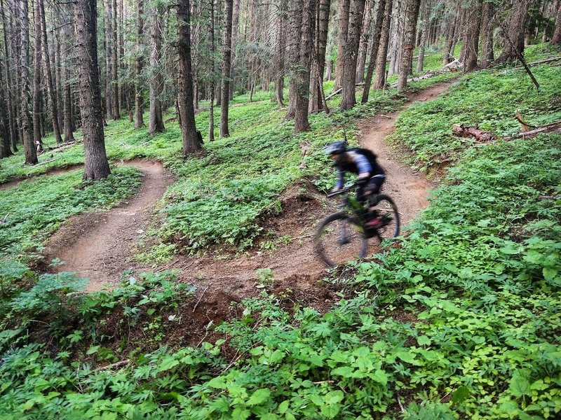 Flying down the upper section of The Goods