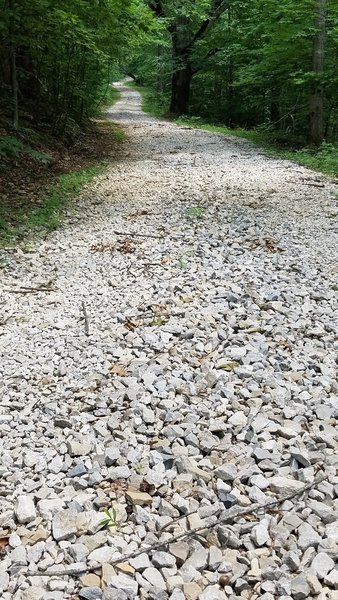 Loose coarse gravel characterizes much of this trail