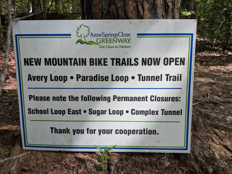 New Trail openings and closing notice as of 6/17/2018