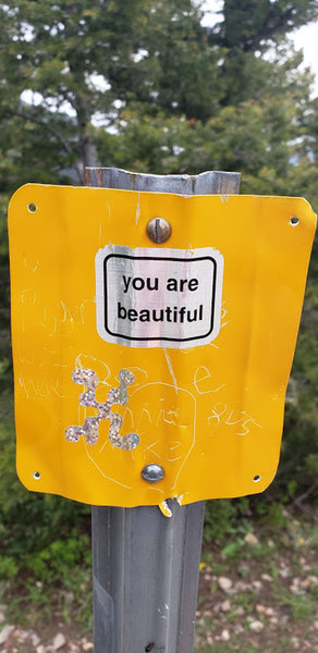 Trail marker at the Crossroads