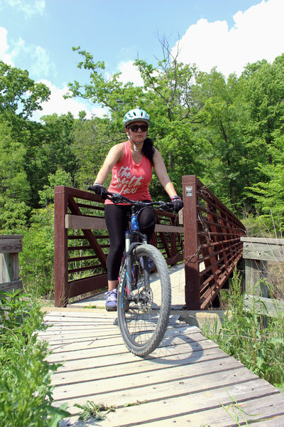 Wooden bridge at Crooked Creek Lake