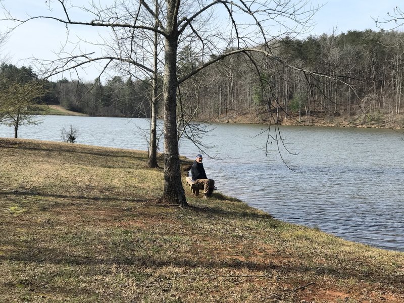 Enjoying the lake at Yonah Preserve Trails.