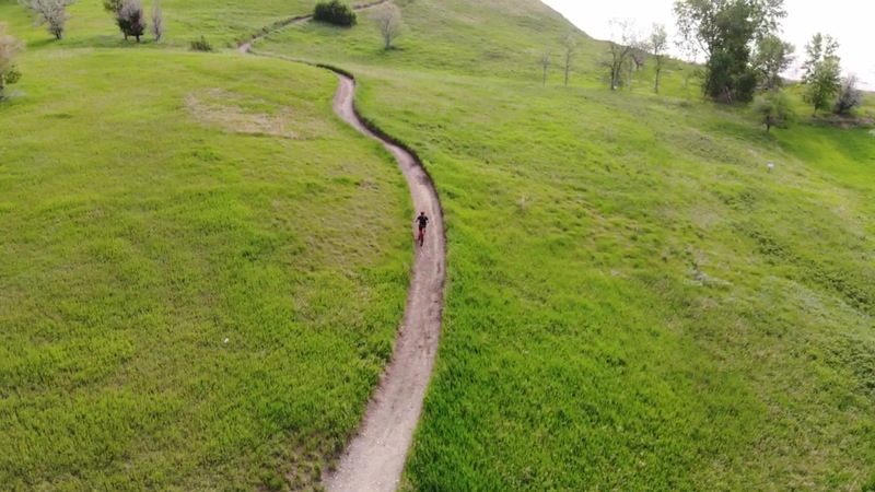 Riding towards the shore with an amazing view of the lake