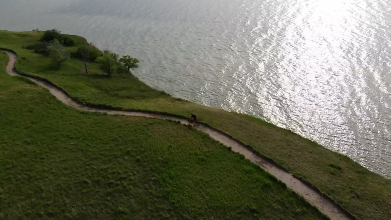 Riding along the shores of Ft Stevenson State Park