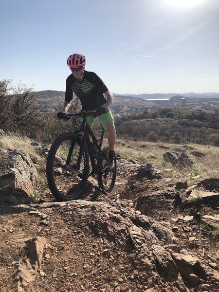 Track stand corner climb on black loop.