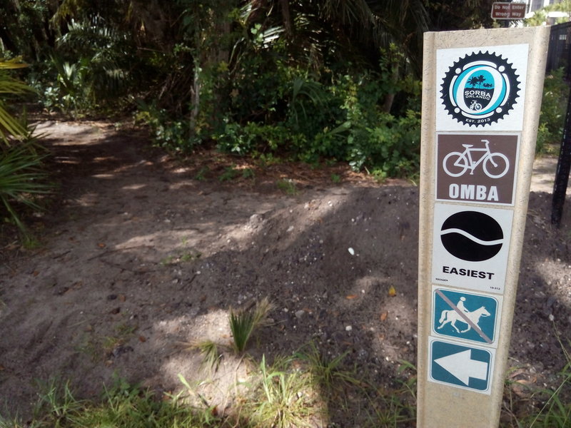 Orlando Mountain Bike Park's trail entrance.