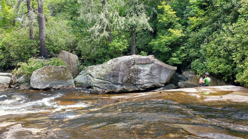 Large boulders on Riding Ford trail river crossing.