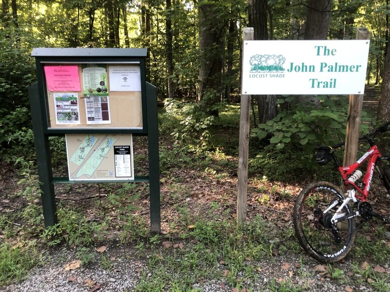 Information post with trail map