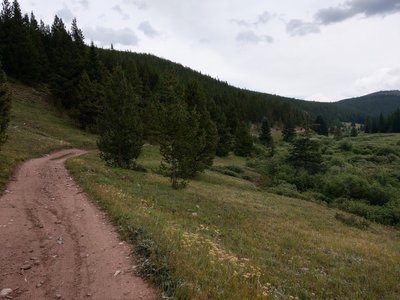 Upper meadow before starting the switchbacks over the saddle