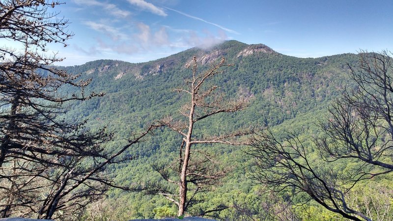 View of your final destination from a rocky outcrop on the trail.