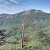 View of your final destination from a rocky outcrop on the trail.