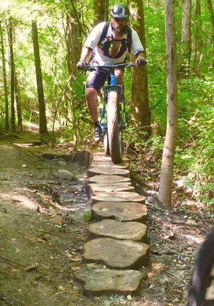 David takes the stumpy line on the east part of the Perimeter Trail.