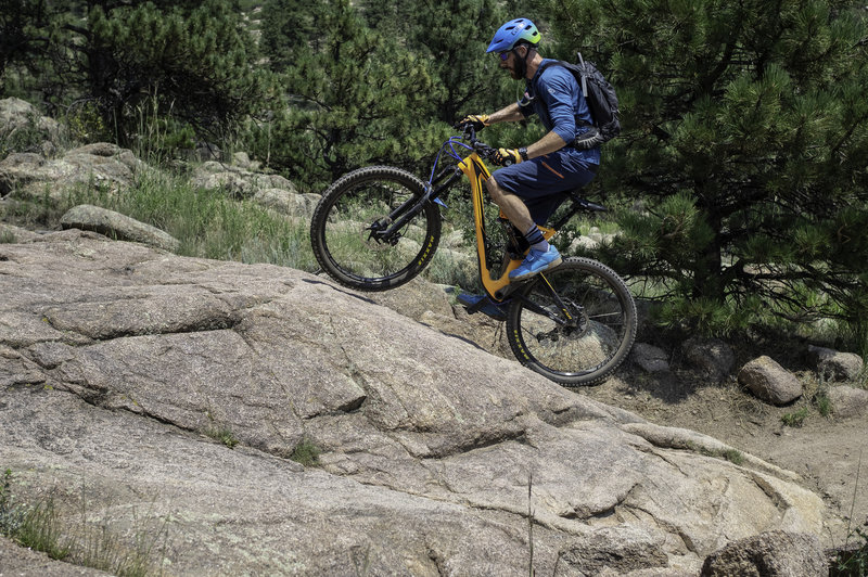 staying high over some of the larger rock features help clean the trail on the climb