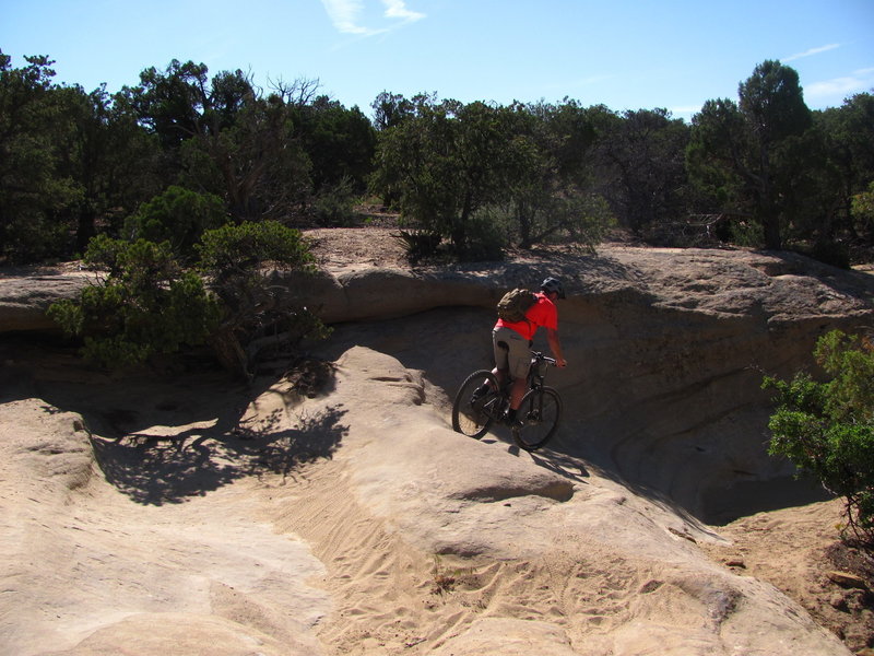 Having fun on a rocky section