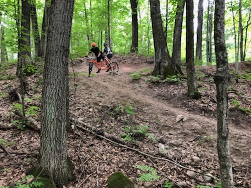 Steep switchback on tandem