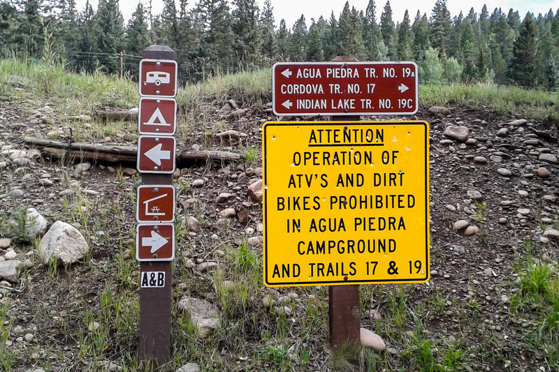 Forest Service signs at the trailhead