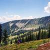 Traversing across the front side of Schweitzer Mountain.