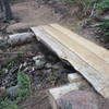 Hand built bridge on Lake Moraine Trail