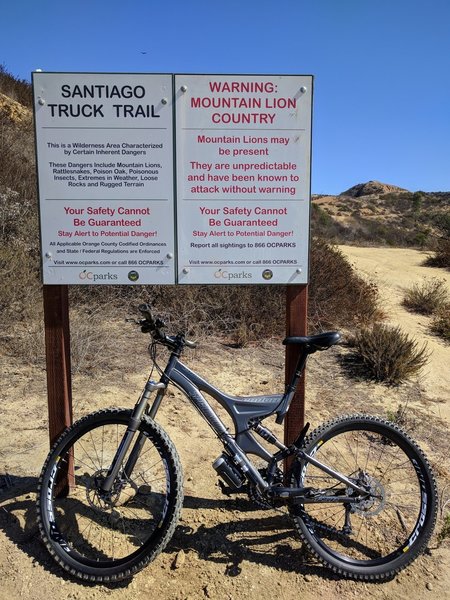 Santiago Truck Trail Entrance - start of the Luge loop