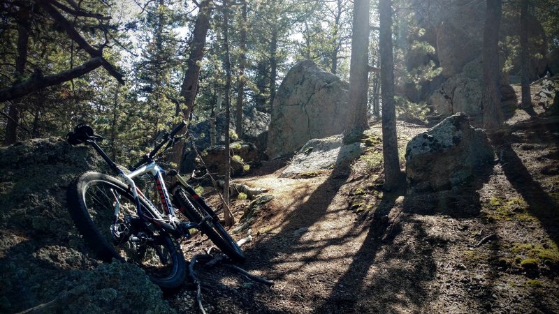 This trail feels as if it has always been here, winding over and between Pike's boulders. It blends seamlessly with the Elk Park Trail, connecting a now epic descent from the top of Pike's Peak down the best trails in N Cheyenne Canyon!