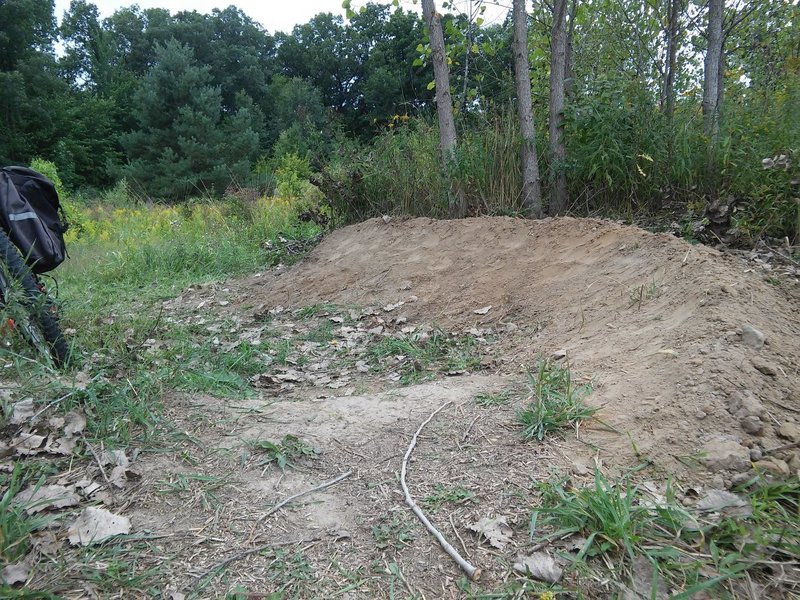 A berm in the field section on the return trail