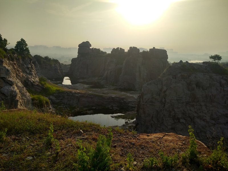 A view of the quarry from the top of the trail, post monsoon