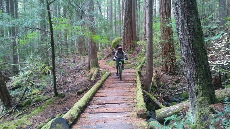 Riding across an ancient bridge