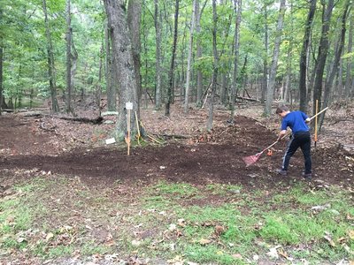 Trailhead and hub for all Cacapon mountain bike trails at Batt Picnic Area parking lot entrance.