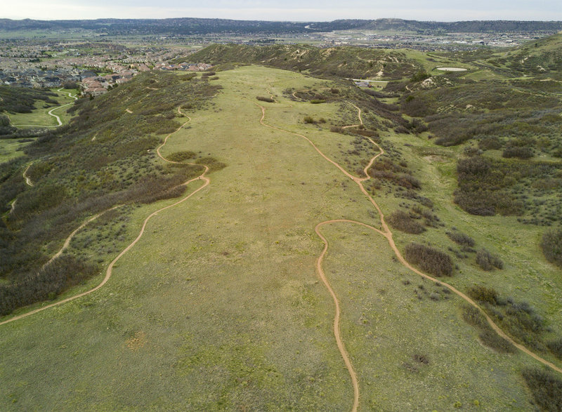 Looking north toward Denver and the parking lot trailhead.