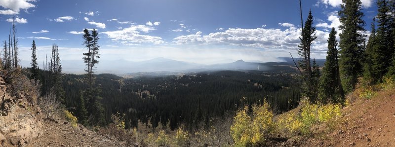 The summit and several viewpoints near the top offer near 360 views—though in this case the Silver Creek Fire got in the way.