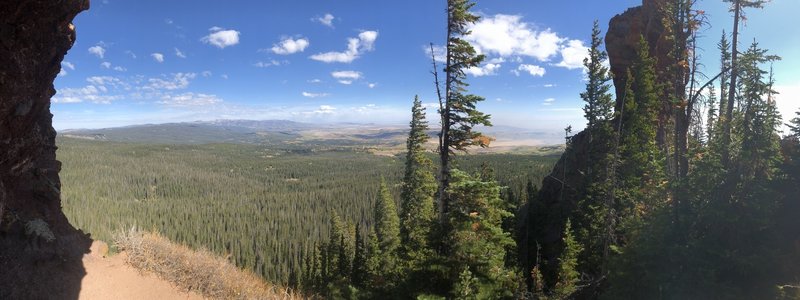 A short spin around the summit reveals this view north into the Zirkels. Flag trees indicate how windy things can get.