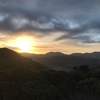 Going up Miwok and glancing at the sunrise (you can see the city on the right if you zoom in).