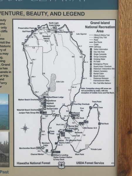 Trail map and points of destination