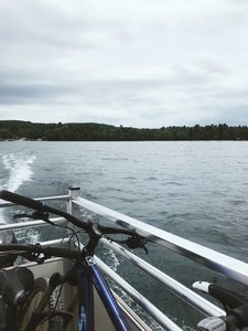 The ferry ride to the island - short and sweet. It's $28. $20 for you, $8 for the bike