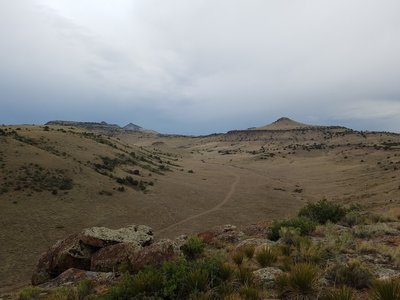 Looking down from Limekiln Ridge into the valley and road 5119. Lip Pup to the right. Dog mountain in the background.