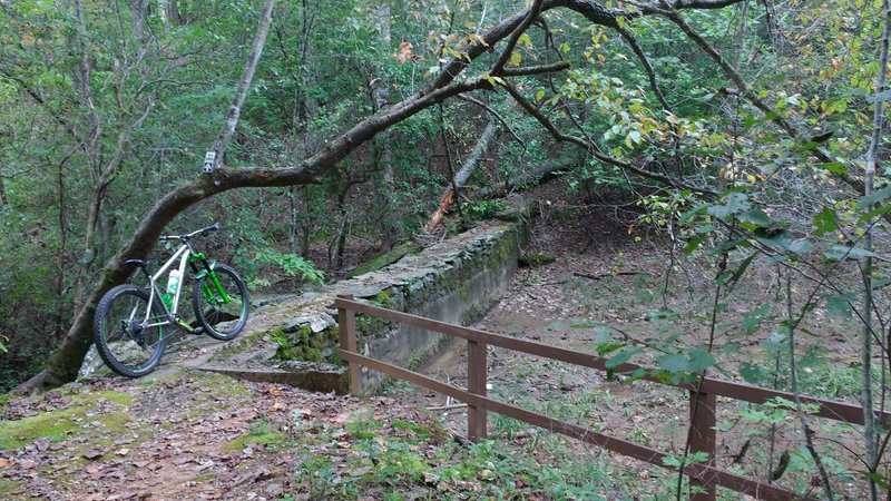 Old retainng wall dam that is part of the Palmetto Trail.