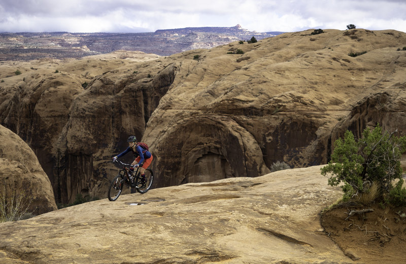 Riding a fine line above Abyss Canyon