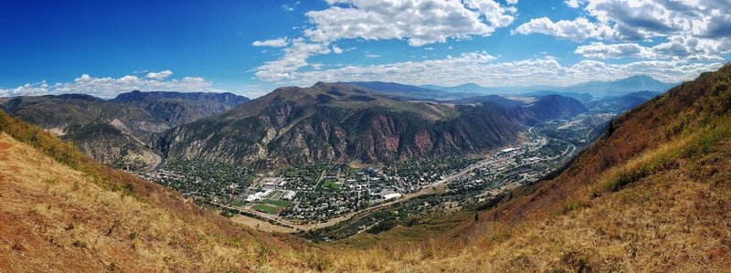 Looking out over Glenwood Springs, Mount Sopris in the distance on the right.