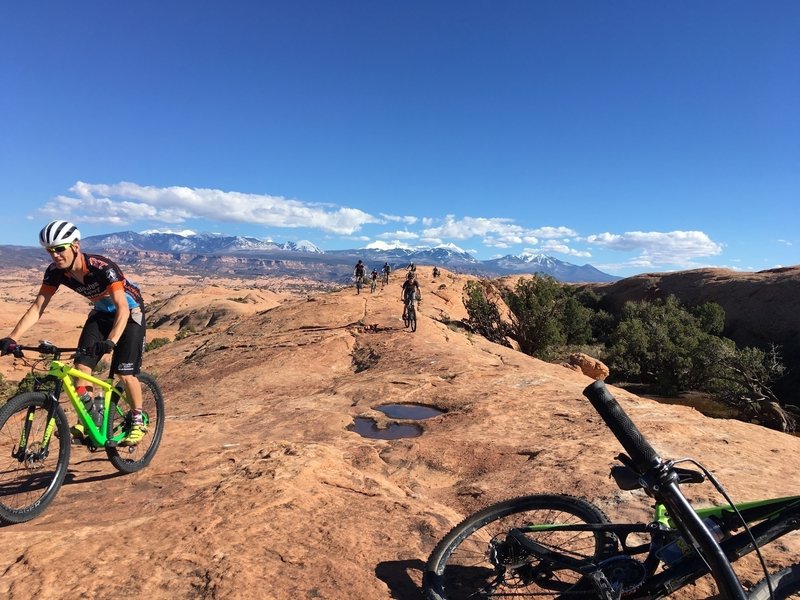 Taking a break at the very top of the loop climb - after a counter-clockwise ride.