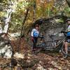 Scenic rock faces provide enjoyable views. (Don't let the tandem fool ya. The trail is challenging on any bike.)