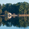 The view of the CCC Lodge from across Lake Raven.