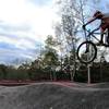 Doubling up one of the rollers at the new Velosolutions pump track at George Poston Park.